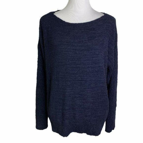 Vince Camuto Women's Long Sleeve Boat Neck Teddy Yarn Sweater Brown Size L